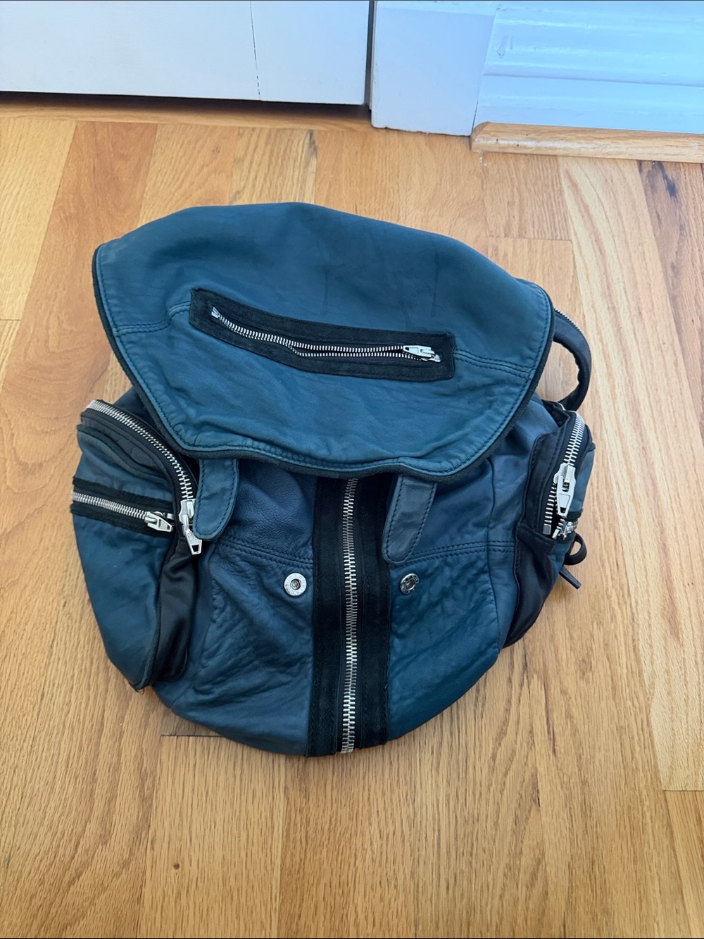 Alexander Wang Leather Backpack with Silver Zippers